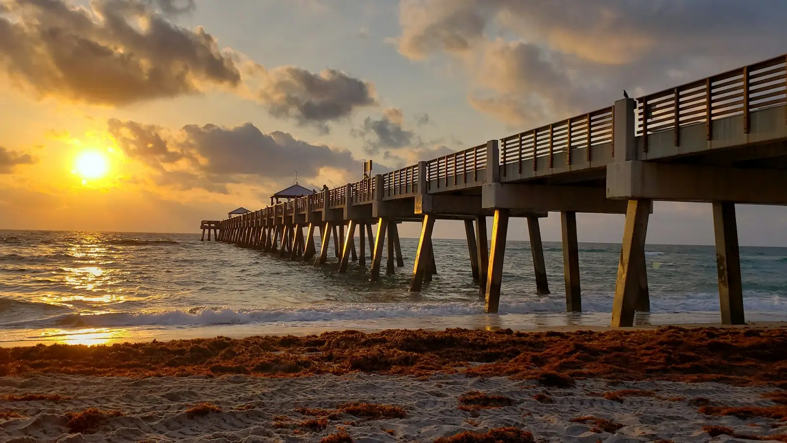 Fishing pier on the Gulf at dusk