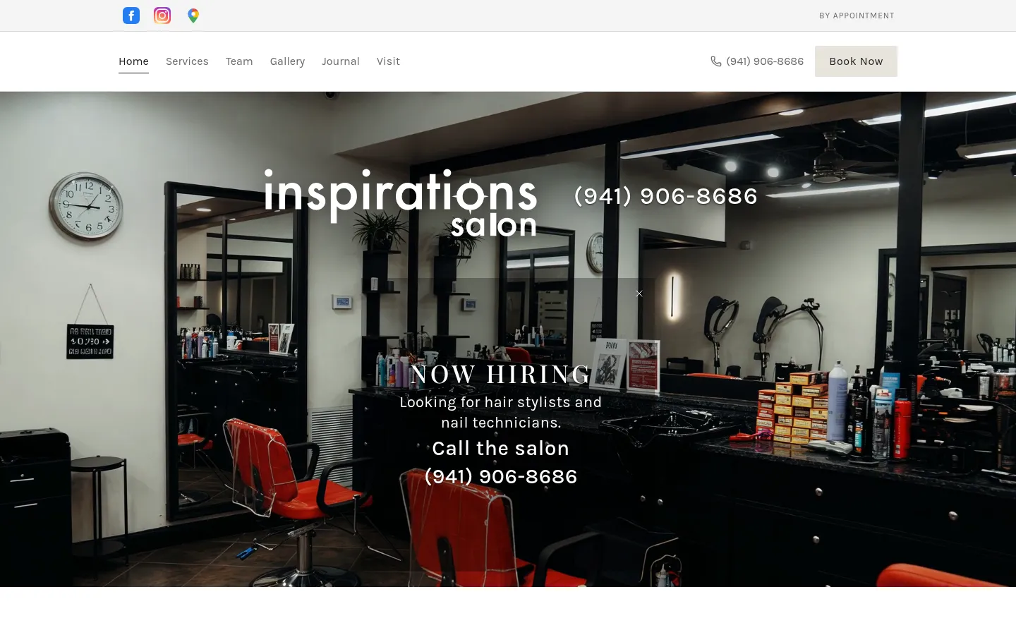 Inspirations Salon home page after the redesign